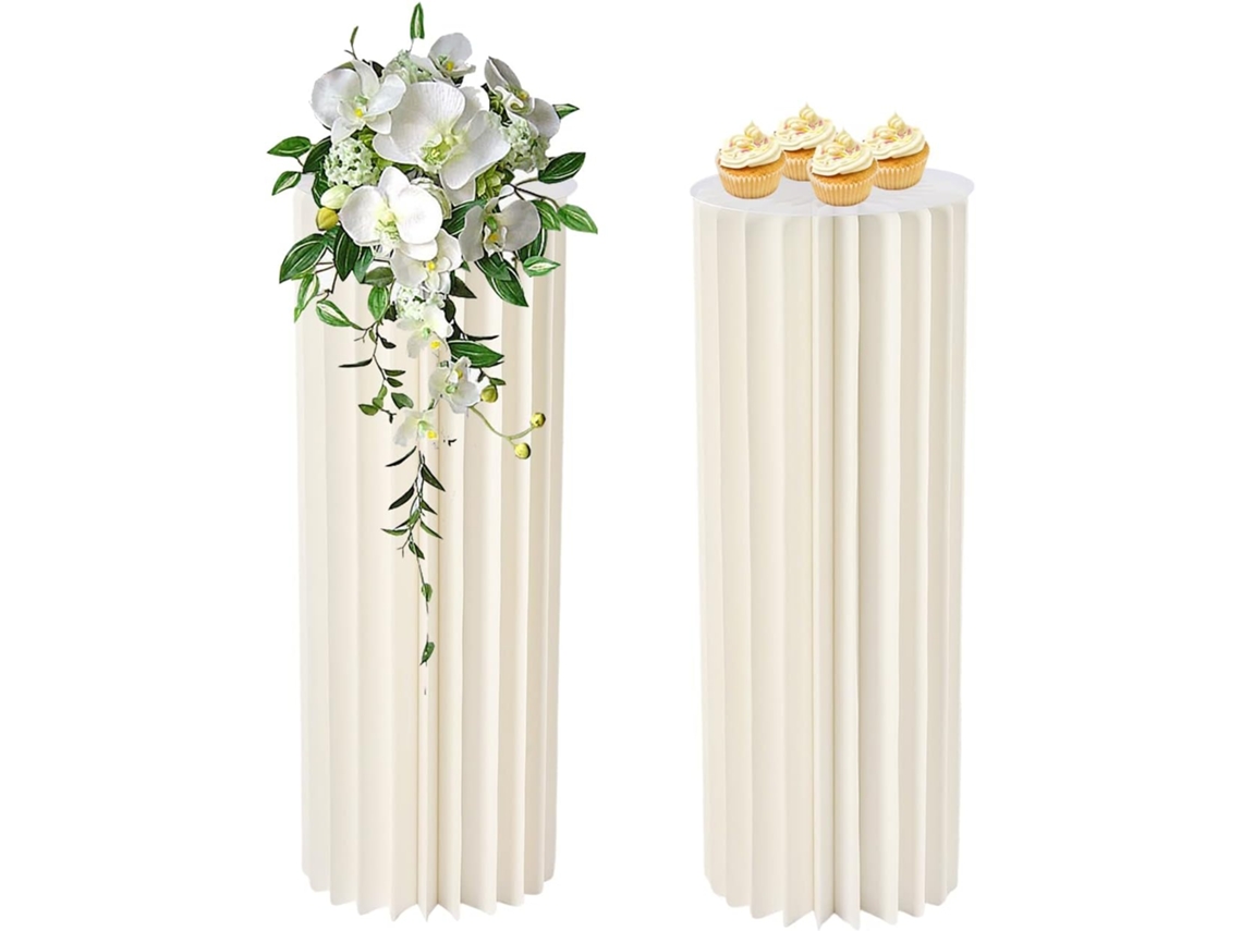 Conjunto De 2 Colunas De Papel Dobráveis, Colunas Decorativas, Suporte Para Flores, Redondas