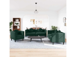 Vidaxl 3 Pcs Conjunto De Sofás Com Almofadas Veludo Verde-escuro