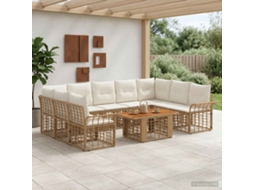 Vidaxl Conjunto De Sofá De Jardim 10 Unid. Natural E Branco Creme