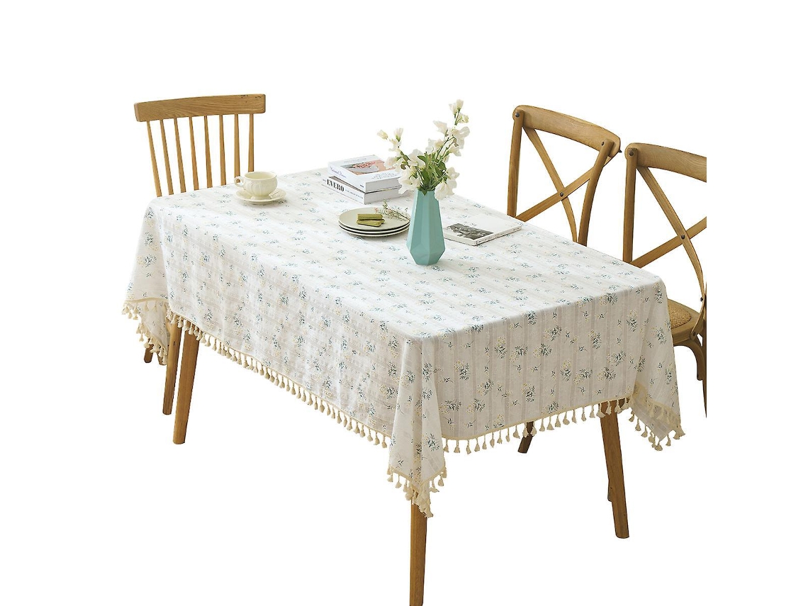 Toalha De Mesa Retangular Resistente A Manchas, Toalha De Mesa Lavada, Cor Sólida, Franjas, Oblonga, Algodão, 90x90 Cm