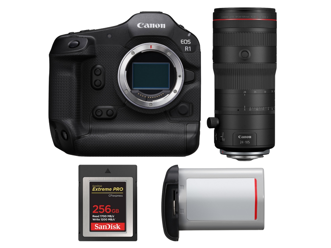 Eos R1 + Rf 24 105mm F/2.8 L Is Usm Z + 1 Sandisk 256gb Extreme Pro Cfexpress Type B + Canon Lp e19 + Ebook Pricedirect CANON