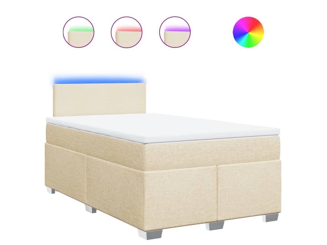 Cama Boxspring com Colchão 120x190 cm Tecido Cor Creme MAISON EXCLUSIVE