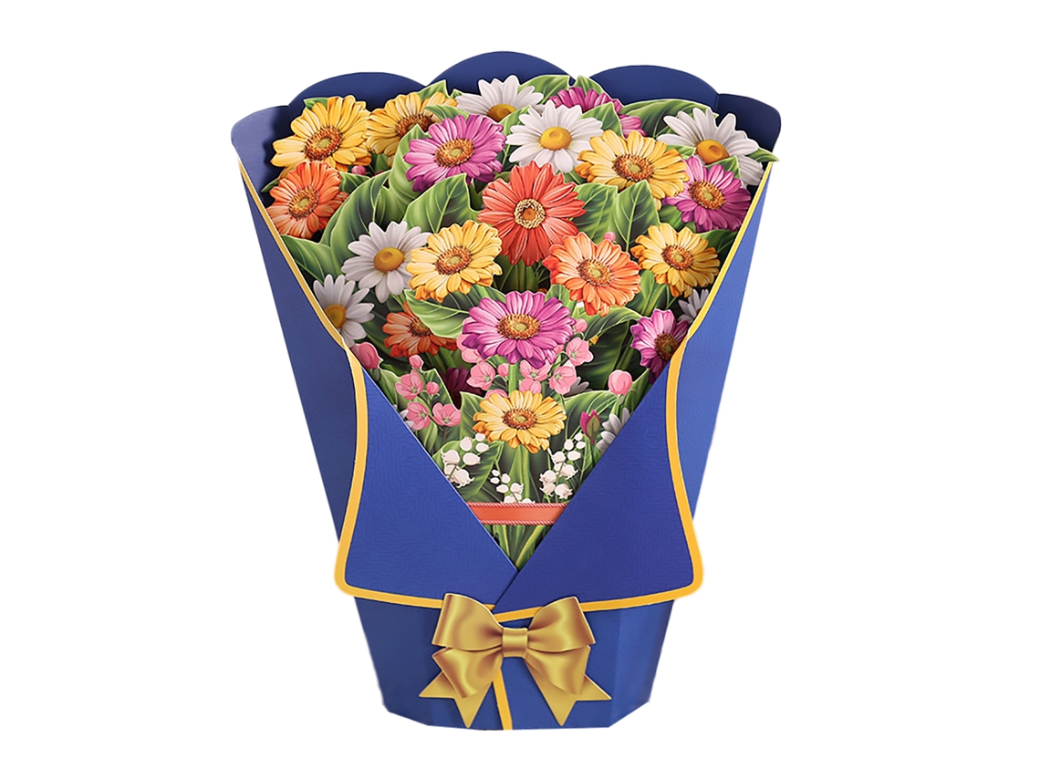 Cartão De Felicitações 3d Daisy Laxiscreed Com Buquê Floral E Carving Em Papel Para Presentes