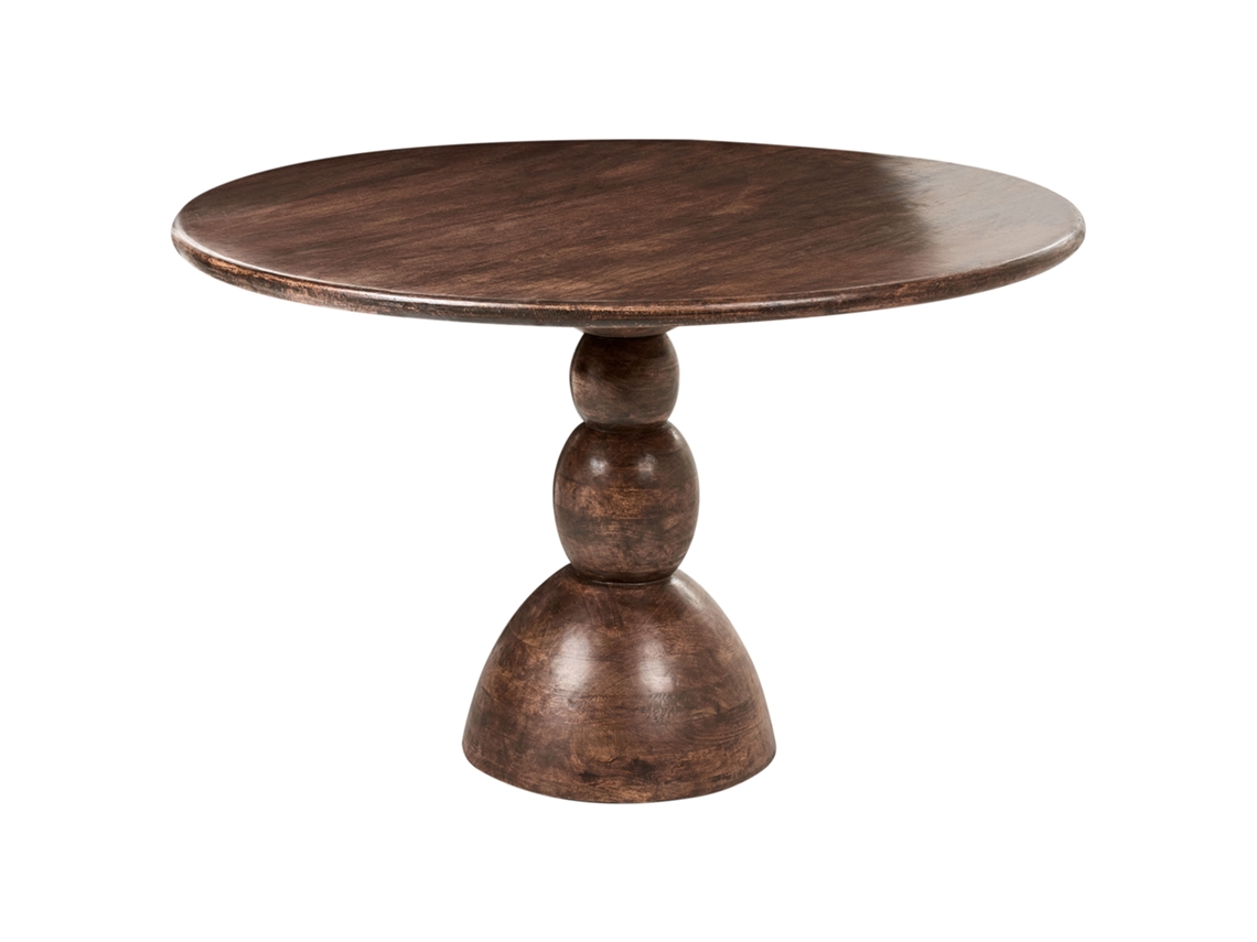 Mesa De Jantar BELIANI Silvon De Madeira De Mangueira Castanho Escuro 120x120x75