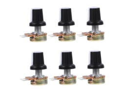 Conjunto De 10 Potenciômetros Rotativos Ajustáveis Com Botões Serrilhados Para Equipamentos E Sistemas De Áudio.