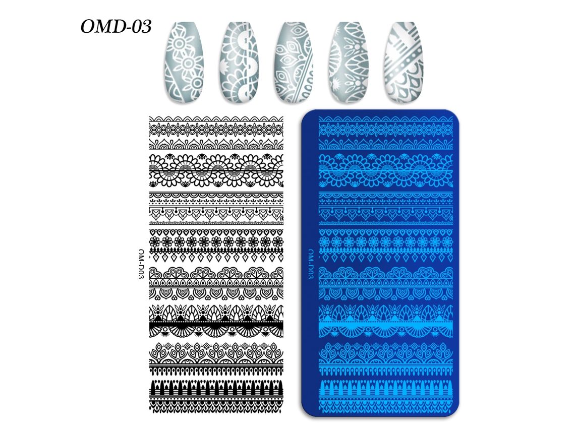 Placas De Transferência De Unhas, 3 Peças Retangularesom-d03