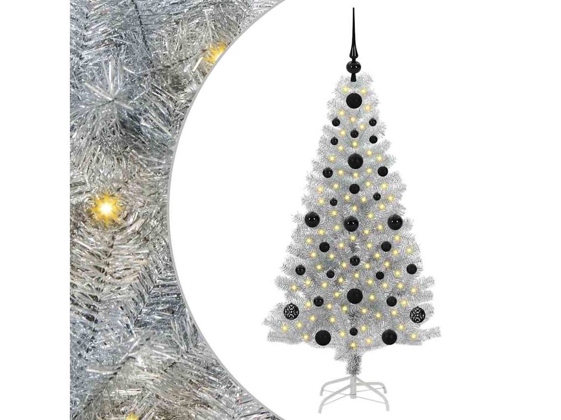 Árvore De Natal Artificial Com Led Vidaxl Prateado Plástico (120 Cm)
