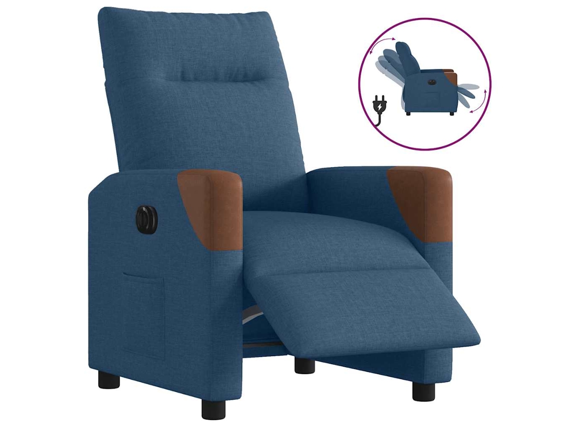 Poltrona reclinável elétrica VIDAXL Azul Tecido
