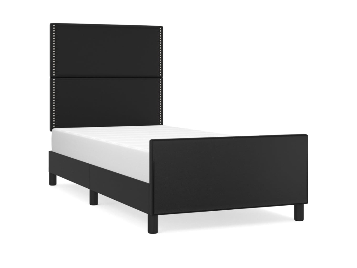 Estrutura de Cama com Cabeceira 90x200 cm Couro Artificial Preto MAISON EXCLUSIVE