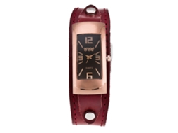 Relógio de Pulso Ccq Masculino Retangular Retro Pulseira Pu Liga Quartzo Vermelho