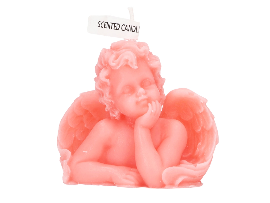 Mali vela Aromática de Cera de Soja Angel Decorativa Bonita para Casa Casamento Rosa
