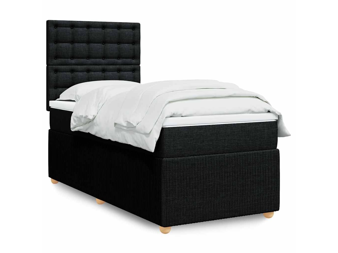 Vidaxl Cama Com Molas/colchão 100x200 Cm Tecido Preto