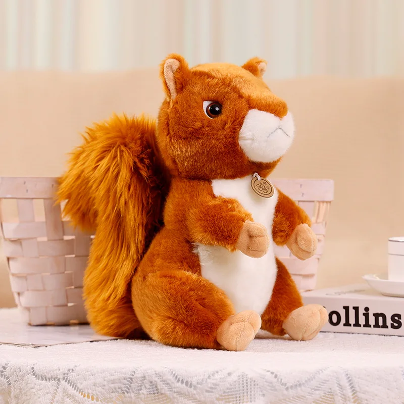 Esquilo (17 Cm) Brinquedo De Pelúcia Fofo E Realista De Esquilo E Guaxinim, Boneco De Pelúcia Macio.