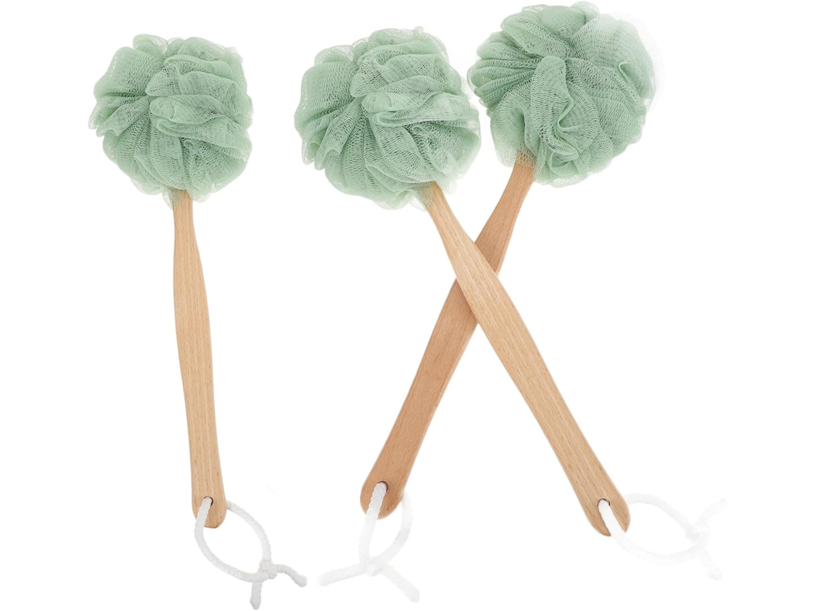 Escovas De Banho Collbath Para Esfoliação E Limpeza, Em Nylon E Madeira Com Cabos Longos, Conjunto De 3 Para Banho