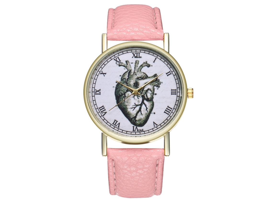 Reloj De Cuarzo Unisex Con Correa De Cuero Pu Dial Romano Rosa Zhoulianfa