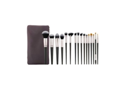 16Pcs Pincel de Base Sintética para Misturar Sombras Corretivos e com Bolsa Preto LUUCOZK