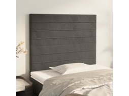 Vidaxl Cabeceira Cinza Escuro 80x5x118/128 Cm Veludo