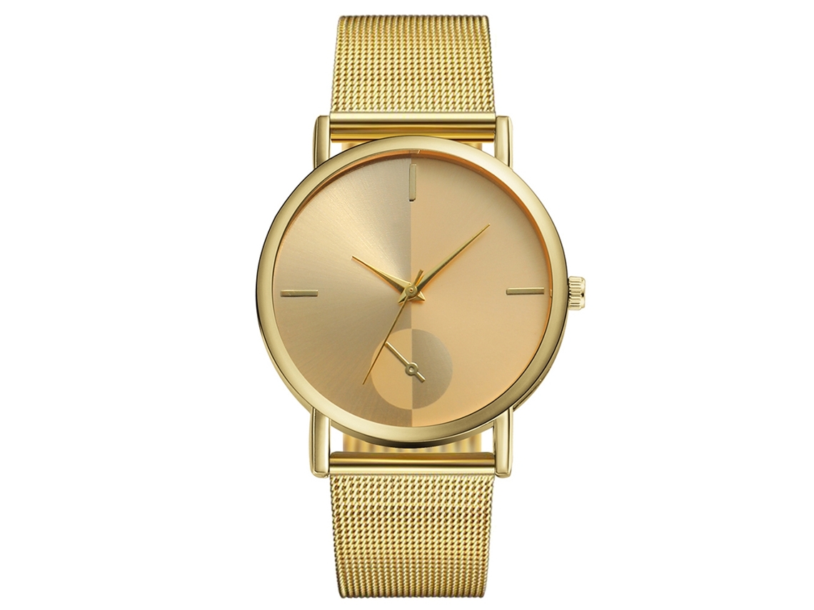 Reloj Quartz Vansvar Unisex Dial Redondo Pulsera Oro Moda Casual Joyería