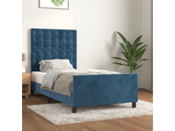 Vidaxl Estrutura De Cama Sem Colchão 90x190 Cm Veludo Azul-escuro
