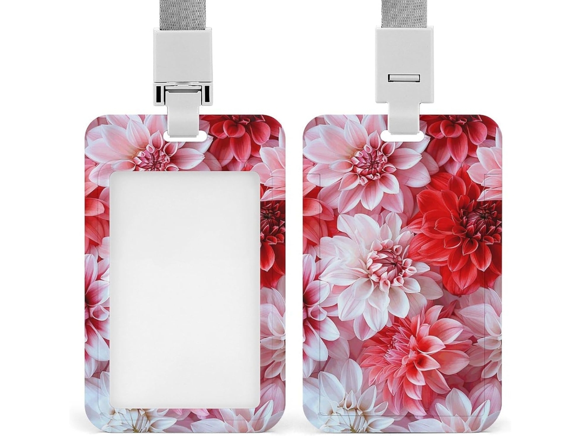 Porta Crachá Com Cordão, Estampa Floral Vibrante Crachás, Porta Crachá, Capa Protetora Vertical