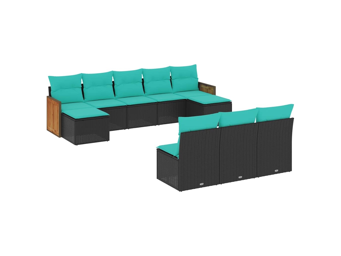 Conjunto de Sofá Jardim 3 Peças Almofadas Rattan Sintético MAISON EXCLUSIVE
