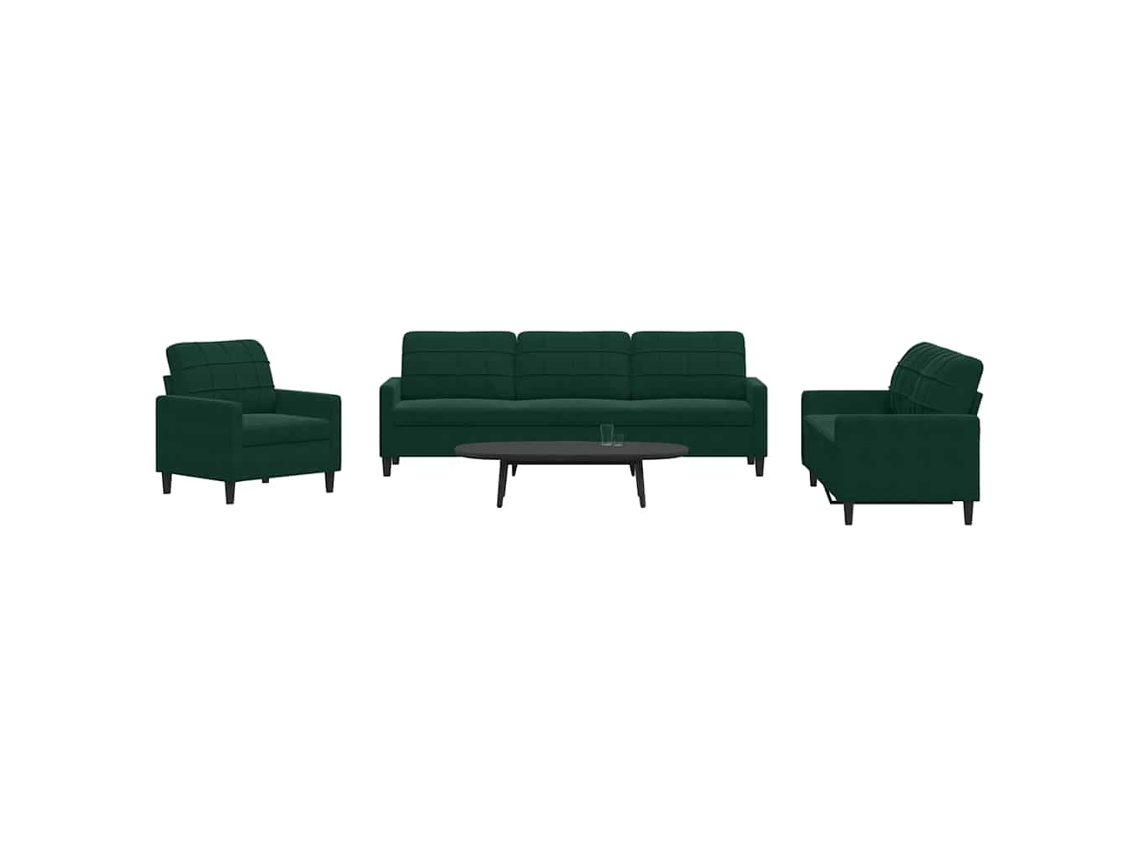 Vidaxl 4 Pcs Conjunto De Sofás Com Almofadões Veludo Verde-escuro