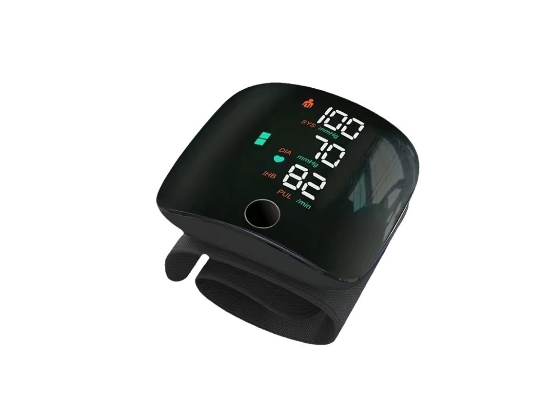 Monitor De Pressão Arterial Inteligente Totalmente Automático Para Utilização No Pulso Com Ecrã Táctil De Grandes Dimensões, Recarregável Preto