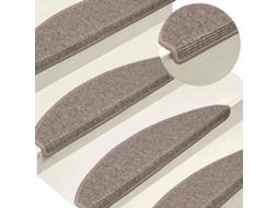 Vidaxl Tapetes De Escada 15 Peças 65x21x4 Cm Bege Escuro Meio Redondo Grande