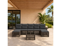 Vidaxl Conjunto De Sofá De Jardim 8 Unid. Cinzento Vime Pe