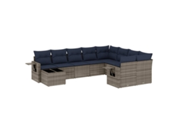 Conjunto de Sofá de Jardim, 10 Peças, Almofadas, Rattan Cinza MAISON EXCLUSIVE