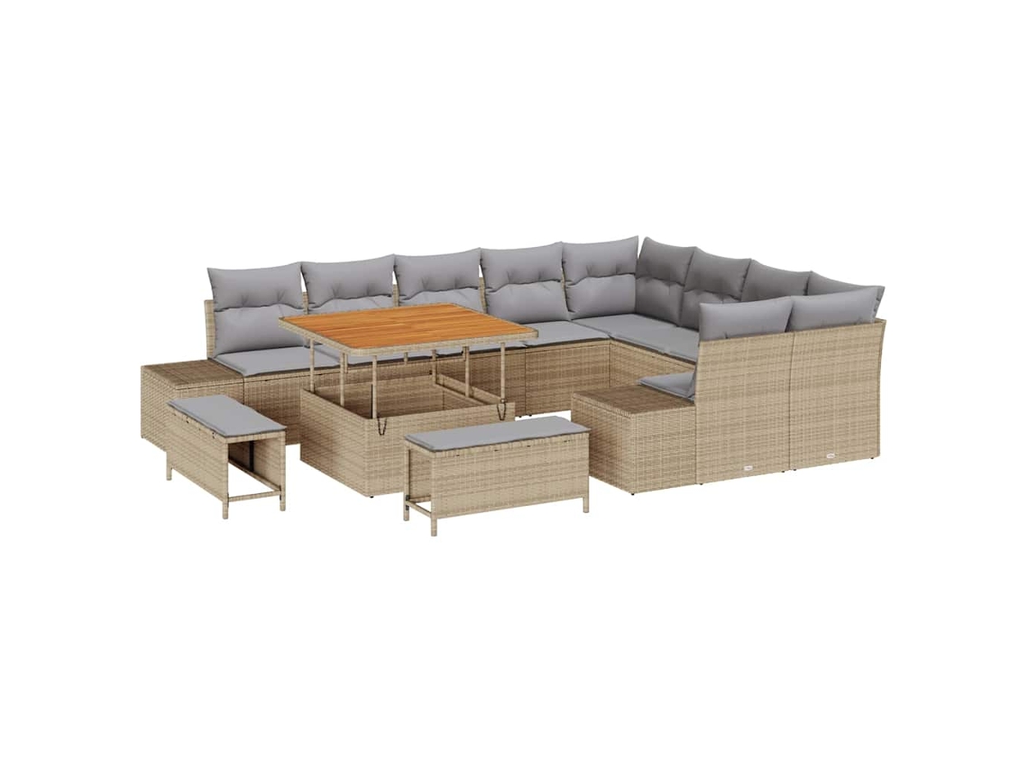 Maison Exclusive - Conjunto De Sofá De Jardim 12 Pcs Bege Rattan Sintético
