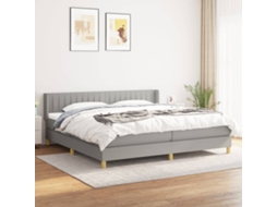 Vidaxl Cama Com Molas/colchão 200x200 Cm Tecido Cinza-claro