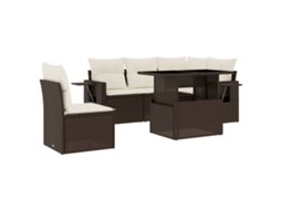Conjunto de 6 Sofás Jardim com Almofadões Vime Pe Castanho MAISON EXCLUSIVE (80x200 cm)