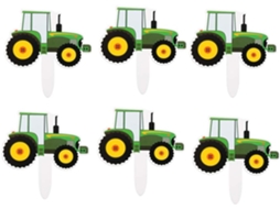 Conjunto De 70 Peças Decoração Bolo Em Formato Veículo, Incluindo Um Trator Verde.