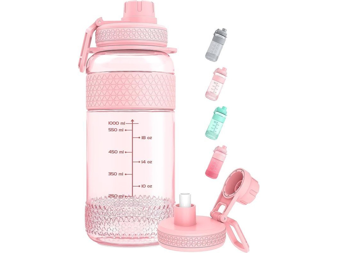Garrafa Rebe-Sports Linjou 2l Com Marcador Tempo E Canudo Sem Bpa Candy Rosa