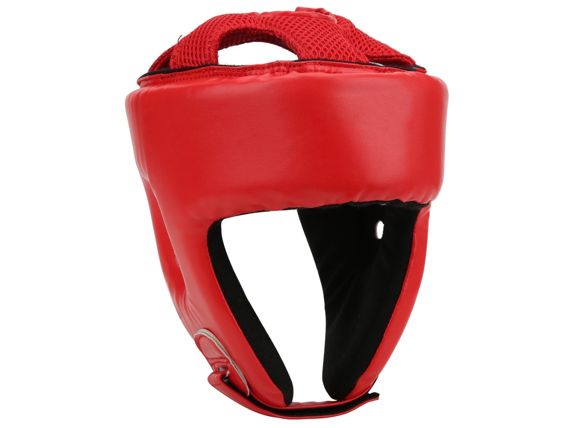 Casco de Boxeo de Couro, Ajustável, para Sanda e Kickboxing, Tamanho M, Vermelho