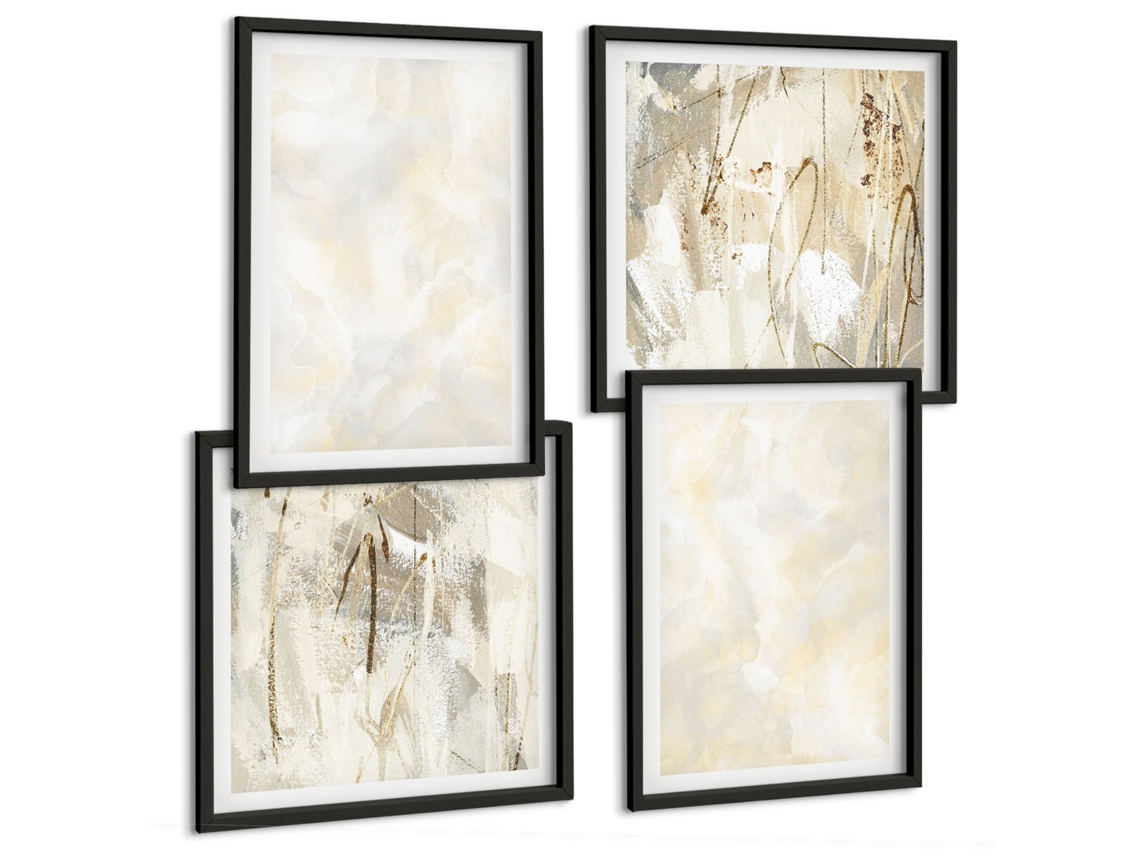 Um Conjunto De Imagens Decorativas Em Uma Moldura Arte Abstrata Em Aquarela Moldura Preta Pinturas De Quarto Espelharte (conjunto De 4 Imagens)