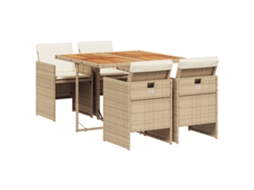 Conjunto de 5 Jantar para Jardim com Almofadões Vime Pe Bege MAISON EXCLUSIVE