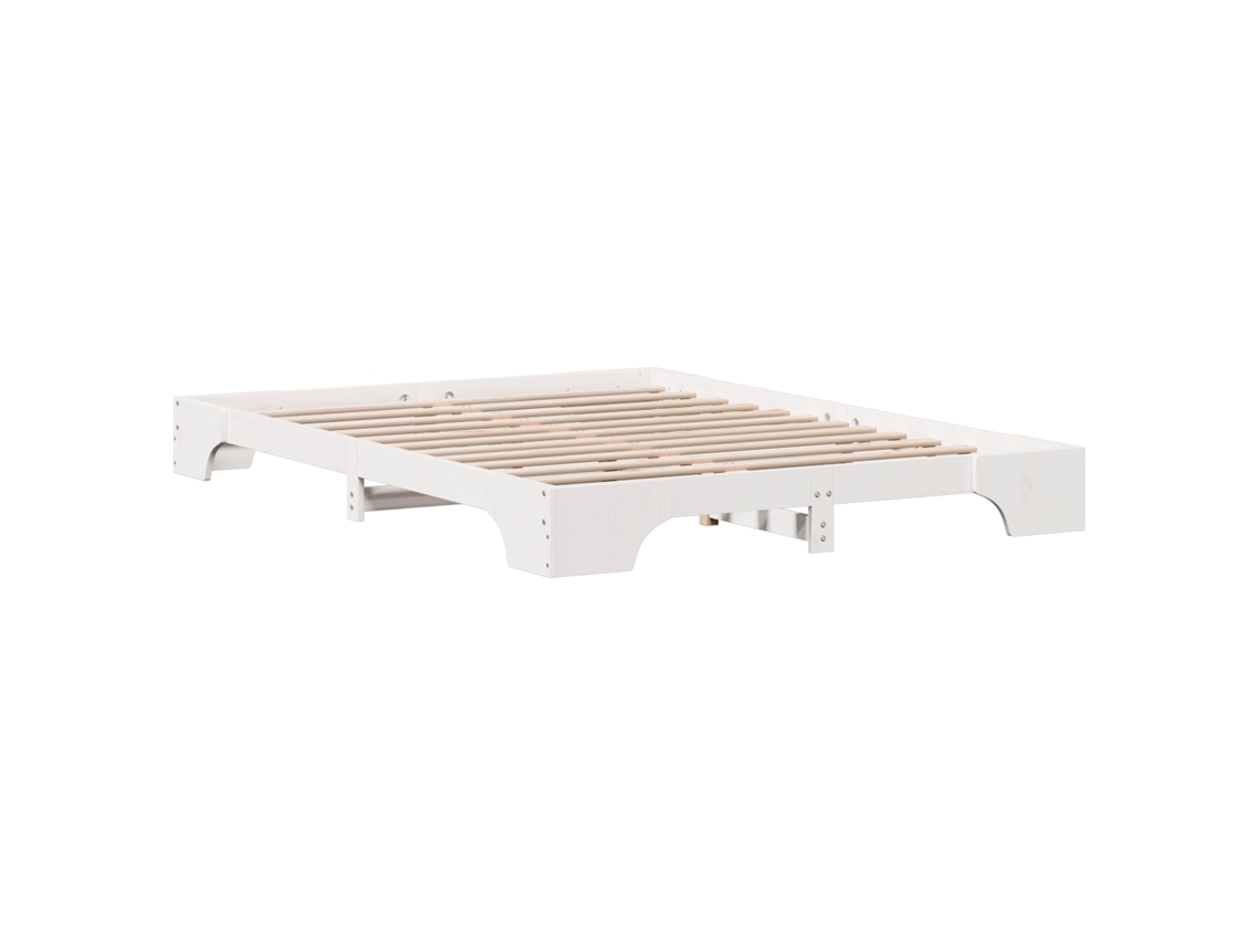Conjunto 1 Estrutura Da Cama Vidaxl Branco Madeira De Pinho Maciça (140 X 200 Cm)