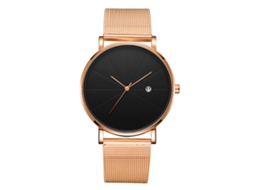 Reloj De Muñeca Mecánico De Cuarzo (correa Oro Rosa Caja Oro Rosa Esfera Negra Manos Oro Rosa)