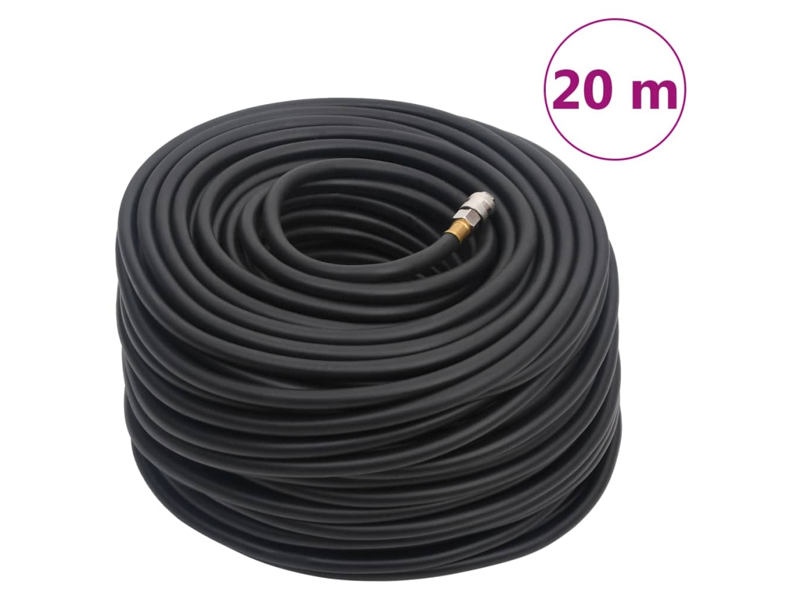 Vidaxl Mangueira De Ar Híbrida 0,6" 20 M Borracha E Pvc Preto