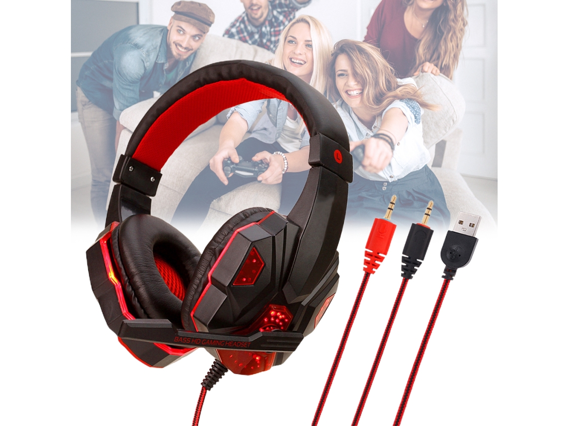 Fone De Ouvido Gamer Headset Para Ps4 Ps5 Xbox One Pc Com Microfone E Luz Led Ajustável Durável