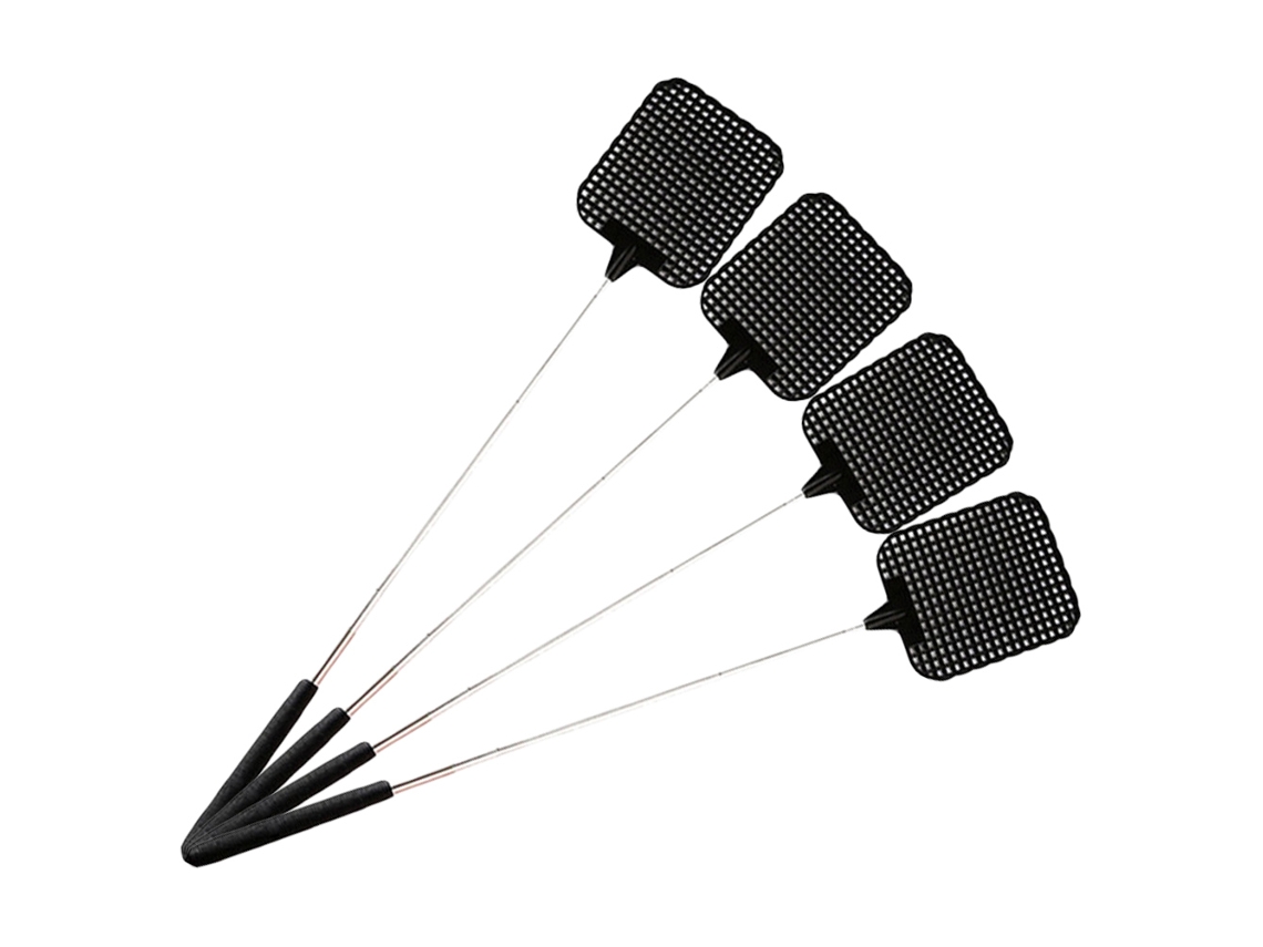 4 Palhetas De Mosca Plásticas Com Vara Telescópica De Aço Inox