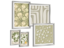 Conjunto De Pinturas Boho Vegetal Com Flores Espelharte (5 Peças)