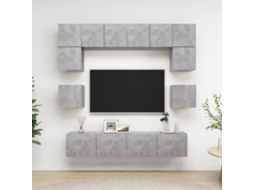 Vidaxl 8 Pcs Conjunto De Móveis Tv Derivados Madeira Cinzento Cimento