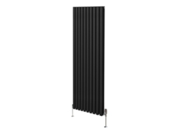 Radiador Vertical Oval Em Aço Carbono Preto 1800x600mm Com Potência 8026 Btu E Válvulas Termostáticas Cromadas