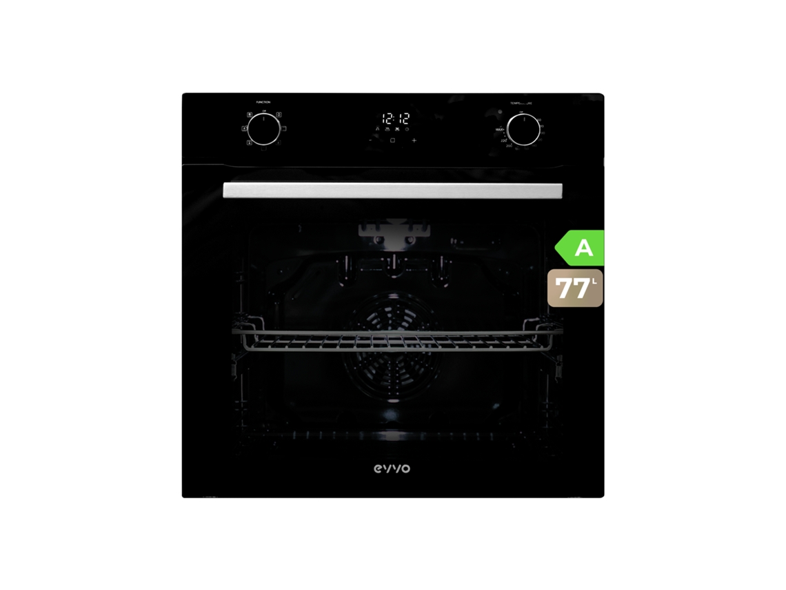 Evvo Forno Integrável H20, 77l, Classe A, 7 Programas, Display Digital, Temporizador, Comando Seletor, Porta Triplo Vidro, Preto