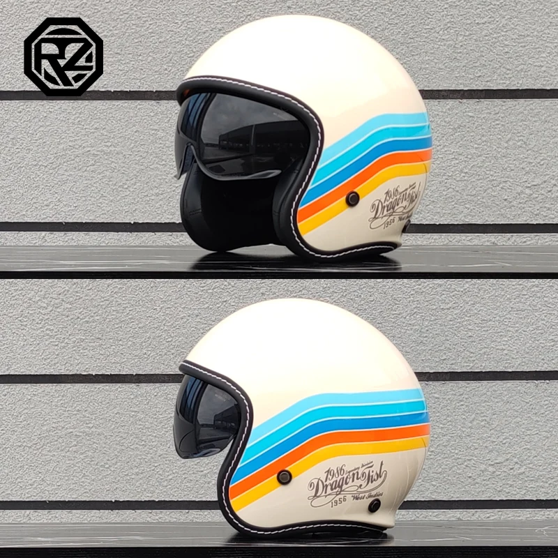 (g) Capacete De Motocicleta, Modelo Retrô 3/4 Com Viseira Integrada.