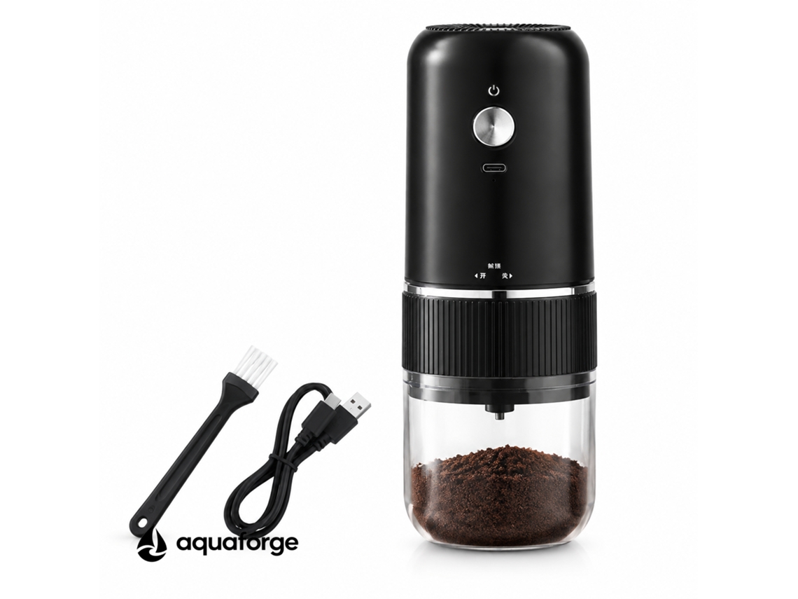 Moinho Elétrico De Café Aquaforge Com Moagem Ajustável E 30 G Para Café, Preto