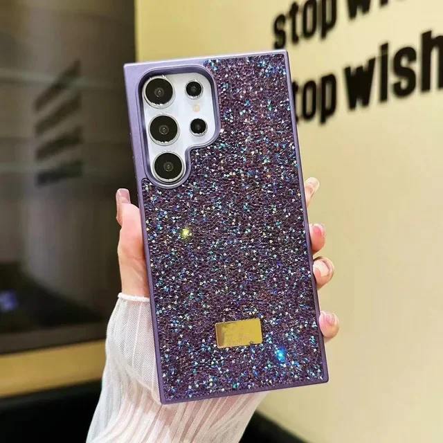 (roxo, Galaxy S24) Capa De Celular Luxuosa Com Diamantes Brilhantes, Proteção Completa, Resistente A Choques E Quedas.